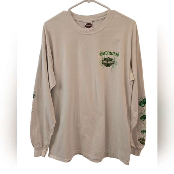 HARLEY-DAVIDSON SAVANNAH, GEORGIA ST. PATRICK'S DAY LONG SLEEVE TEE. SIZE LARGE. - Picture 1 of 7